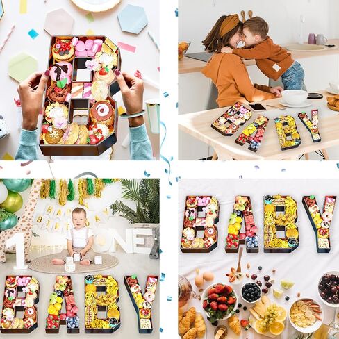 Paready Fillable Cardboard Letters ONE, 13.78'' Tray Charcuterie Board Letters ONE, White Letter Trays for Food Candy Cupcake Container Box for Boys Girls 1st Birthday Baby Shower Party Decoration in Kuwait