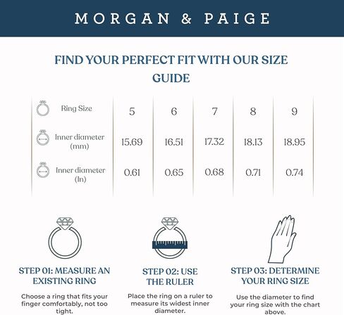 MORGAN & PAIGE .925 خواتم خطوبة من الفضة الاسترليني للنساء - مجموعة حلقات الوعد المكونة من ثلاثة أحجار زركونيا مكعبة أو خاتم العقيق الأصلي، عصابات الزفاف للنساء خواتم الفضة الاسترليني مقاس 5-9 in Kuwait