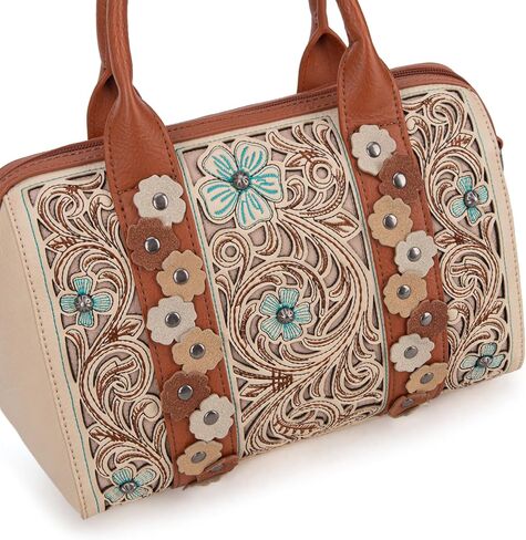 Montana West Embroidered Floral Cut-out Top Handle Bag with Card Holder Set in Kuwait