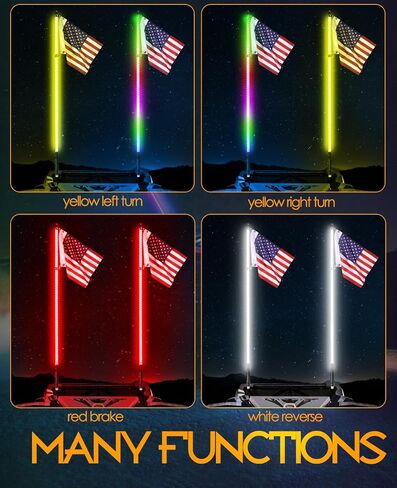 Nirider 4ft LED سوط ضوء التطبيق والتحكم عن بعد COB دوامة العلم القطب RGB مطاردة ضوء هوائي LED مضاء سوط لSXS، UTV، ATV، RZR، Can Am، Dune Buggy، شاحنة in Kuwait