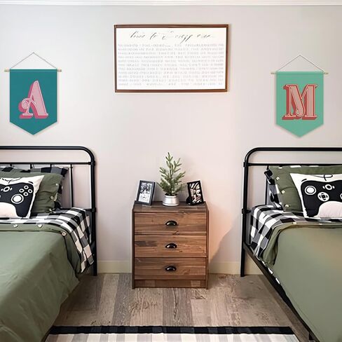 Monogrammed Gifts,Dorm Decor for College Girl Boy，Vintage Room Decor,Personalized Initial Letter M Banner,Initial Gifts，Pennant Banner Wall Hanging for Nursery Baby Room Bedroom Playroom 15"L x 11"W in Saudi Arabia