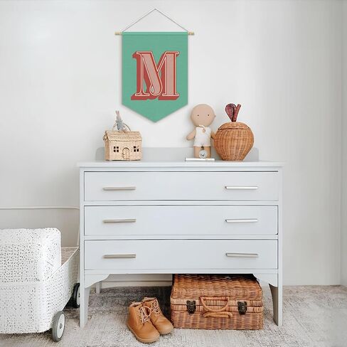 Monogrammed Gifts,Dorm Decor for College Girl Boy，Vintage Room Decor,Personalized Initial Letter M Banner,Initial Gifts，Pennant Banner Wall Hanging for Nursery Baby Room Bedroom Playroom 15"L x 11"W in Saudi Arabia