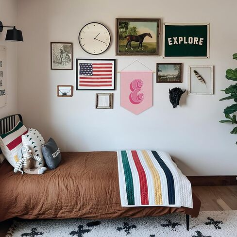 Monogrammed Gifts,Dorm Decor for College Girl Boy，Vintage Room Decor,Personalized Initial Letter M Banner,Initial Gifts，Pennant Banner Wall Hanging for Nursery Baby Room Bedroom Playroom 15"L x 11"W in Saudi Arabia