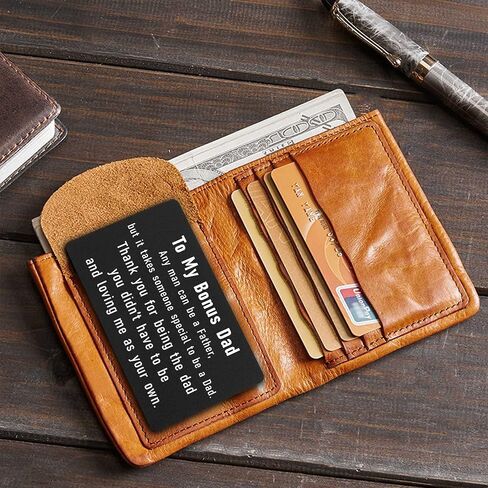 Laluminter Father's Day Gifts for Stepdad Stepfather, Best Step Father Birthday Christmas Presents, to My Bonus Step Dad Engraved Wallet Card in Saudi Arabia