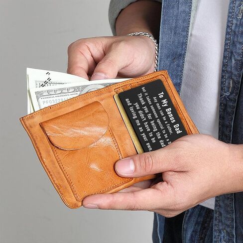 Laluminter Father's Day Gifts for Stepdad Stepfather, Best Step Father Birthday Christmas Presents, to My Bonus Step Dad Engraved Wallet Card in Saudi Arabia