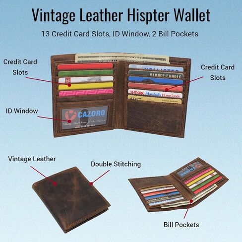 MARSHAL RFID Blocking Bifold Hipster Credit Card Wallet Premium Lambskin Leather (Vintage) in Kuwait