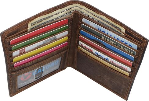 MARSHAL RFID Blocking Bifold Hipster Credit Card Wallet Premium Lambskin Leather (Vintage) in Kuwait