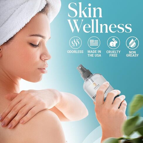 Pure Magnesium Oil Spray - Odorless, Non-Greasy, Fast-Acting & Easily Absorbed Topical Magnesium Spray for Feet, Body & Skin Care | Magnesium Body Spray for Relaxation - 4 fl oz, Made in USA in Saudi Arabia