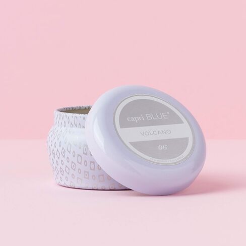 Capri Blue Volcano Scented Mini Tin Candle - Printed Mini Tin Jar Candle - Luxury Candles for Home Scented with Tropical Fruit & Sugared Citrus - Soy Candle Wax Blend - White Candle (3 oz) in Kuwait
