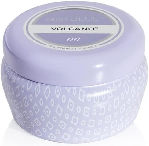 Capri Blue Volcano Scented Mini Tin Candle - Printed Mini Tin Jar Candle - Luxury Candles for Home Scented with Tropical Fruit & Sugared Citrus - Soy Candle Wax Blend - White Candle (3 oz) in Kuwait