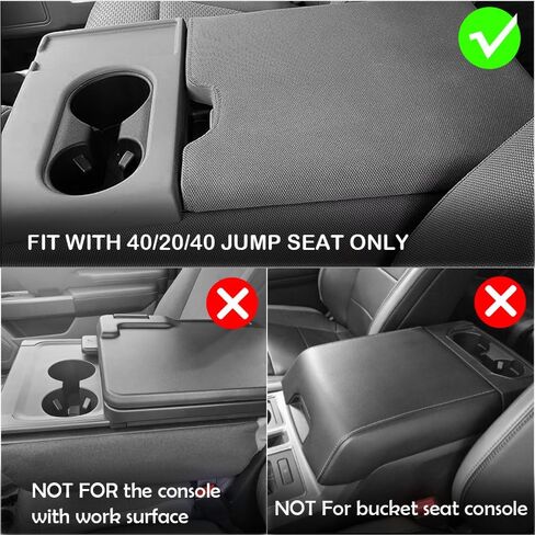 DEYTOP Center Console Cover for Ford F150 2015-2024 Accessories WITH 40/20/40 Jump Seat ONLY Console Armrest Cover for Ford F250 F350 F450 F550 2017-2024 Accessories Anti-scratch Leather Armret (Gray) in Kuwait