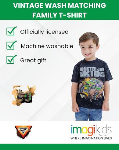 Monster Jam Vintage Wash Matching Family T-Shirt Toddler to Adult Grave Digger in Saudi Arabia