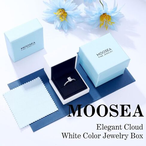 MOOSEA 1ct Emerald Cut Moissanite Engagement Rings for Women, D Color VVS1 Clarity Lab Created Diamond Rings 14K White Gold Vermeil 4 Prong Moissanite Rings for Women Wedding Rings with Sidestone in Saudi Arabia