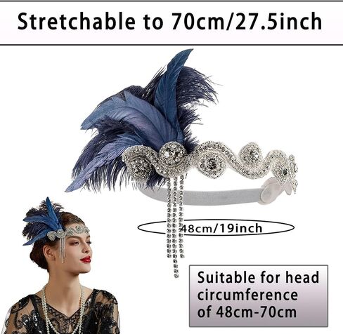 1920s Flapper Feather Headband Vintage Pearls Feather Lace Headpiece for Roaring 20s Gatsby Party Masquerade in Saudi Arabia