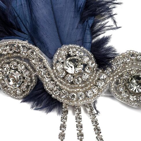1920s Flapper Feather Headband Vintage Pearls Feather Lace Headpiece for Roaring 20s Gatsby Party Masquerade in Saudi Arabia