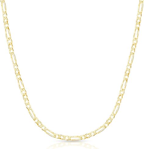 EVAYA Real Solid 14k Gold or Silver Figaro Chain (1.5mm-3mm Width, 16"-24" Length) - For Men & Women - Durable, Resistant to Tarnishing & Lasts a Lifetime in Kuwait