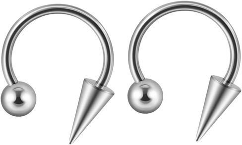 2Pcs 16G Stainless Steel Spike Horseshoe Rings Nose Septum Rings Lip Rings Daith Helix Cartilage Earrings Smily Piercing Jewelry for Women Men in Saudi Arabia