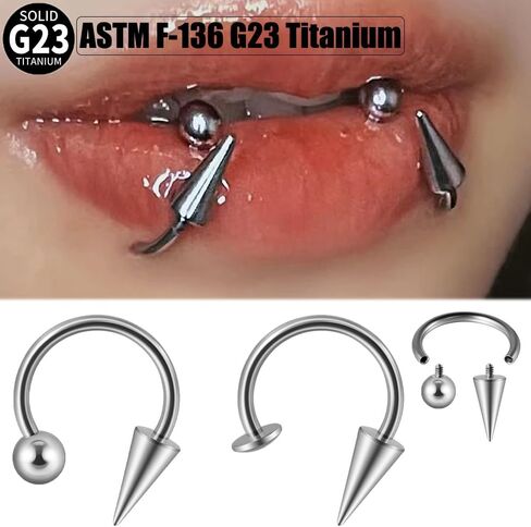 2Pcs 16G Stainless Steel Spike Horseshoe Rings Nose Septum Rings Lip Rings Daith Helix Cartilage Earrings Smily Piercing Jewelry for Women Men in Saudi Arabia