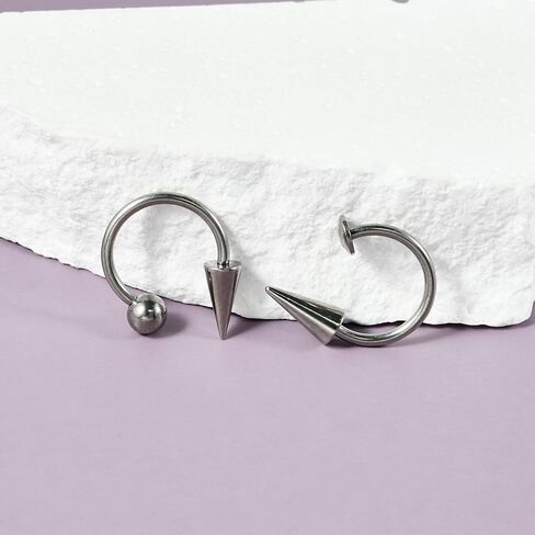 2Pcs 16G Stainless Steel Spike Horseshoe Rings Nose Septum Rings Lip Rings Daith Helix Cartilage Earrings Smily Piercing Jewelry for Women Men in Saudi Arabia