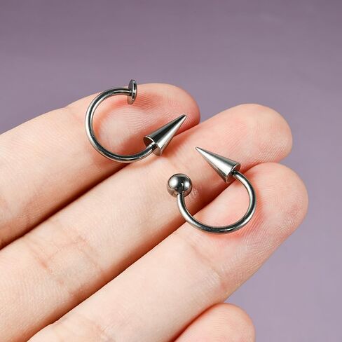 2Pcs 16G Stainless Steel Spike Horseshoe Rings Nose Septum Rings Lip Rings Daith Helix Cartilage Earrings Smily Piercing Jewelry for Women Men in Saudi Arabia