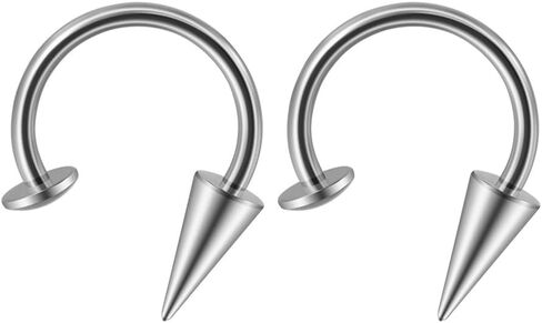 2Pcs 16G Stainless Steel Spike Horseshoe Rings Nose Septum Rings Lip Rings Daith Helix Cartilage Earrings Smily Piercing Jewelry for Women Men in Saudi Arabia
