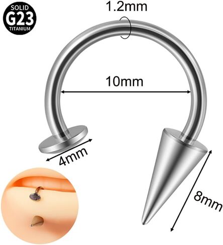 2Pcs 16G Stainless Steel Spike Horseshoe Rings Nose Septum Rings Lip Rings Daith Helix Cartilage Earrings Smily Piercing Jewelry for Women Men in Saudi Arabia