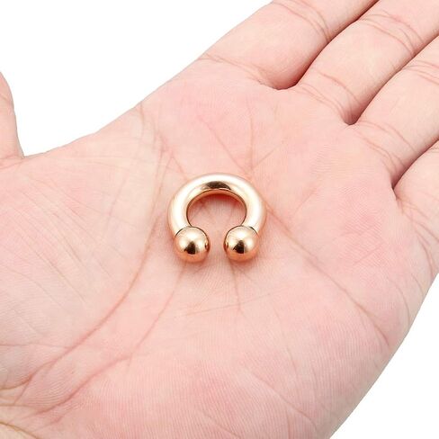 Kridzisw 2G 4G 6G 8G Large Septum Rings Ear Gauges Earrings 316L Surgical Steel Internally Threaded Rose Gold PA Ring Horseshoe Weight Lobe Earrings Pierceing Jewelry for Women Men Diameter 12mm 16mm in Saudi Arabia