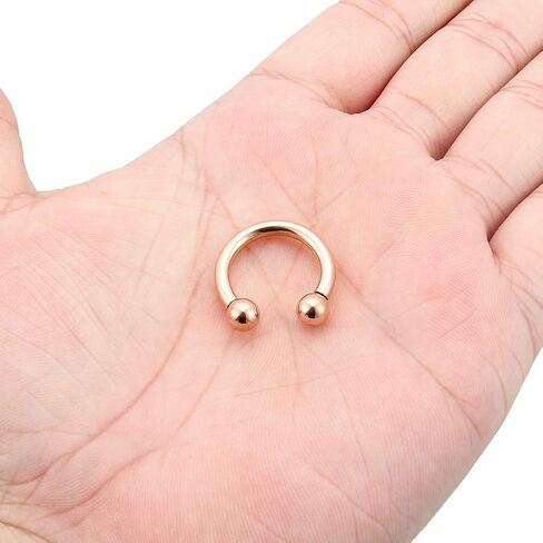 Kridzisw 2G 4G 6G 8G Large Septum Rings Ear Gauges Earrings 316L Surgical Steel Internally Threaded Rose Gold PA Ring Horseshoe Weight Lobe Earrings Pierceing Jewelry for Women Men Diameter 12mm 16mm in Saudi Arabia