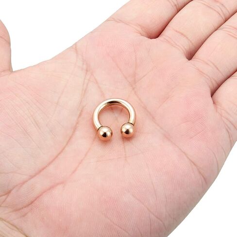Kridzisw 2G 4G 6G 8G Large Septum Rings Ear Gauges Earrings 316L Surgical Steel Internally Threaded Rose Gold PA Ring Horseshoe Weight Lobe Earrings Pierceing Jewelry for Women Men Diameter 12mm 16mm in Saudi Arabia
