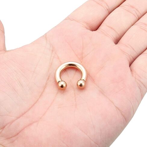 Kridzisw 2G 4G 6G 8G Large Septum Rings Ear Gauges Earrings 316L Surgical Steel Internally Threaded Rose Gold PA Ring Horseshoe Weight Lobe Earrings Pierceing Jewelry for Women Men Diameter 12mm 16mm in Saudi Arabia