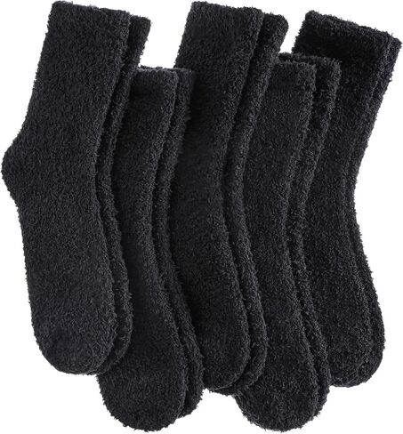Womens Fuzzy Slipper Socks Super Soft Microfiber Fluffy Cozy Winter Warm Fuzzy Crew Socks in Saudi Arabia