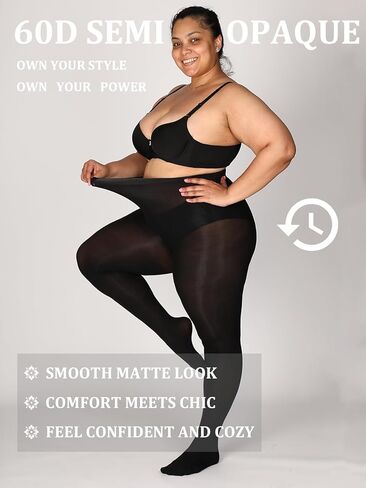 MERYLURE Ultra Plus Size Tights for Women Up To 6x, Semi Opaque Control Top Nylon Pantyhose,High Waist Fashion Stockings in Saudi Arabia