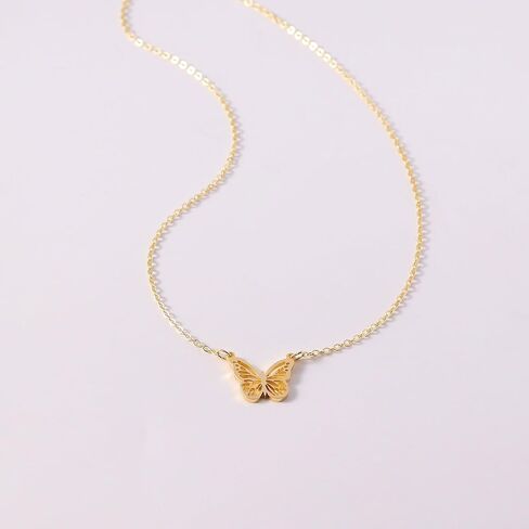 14K Gold Plated Dainty Butterfly Baseball Crown Compass Shell Starfish Airplane Bird Heart Lightning Leaf Turtle Horse Cherry Paperclip Bow Necklace Simple Jewelry in Kuwait