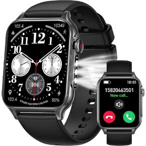 Smart Watches for Women (Answer/Make Call) with LED Flashlight, 1.96" HD Touch Screen Fitness Tracker with Heart Rate Sleep Monitor, Waterproof Smartwatch with 100+ Sports Modes