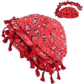DouuYuhet Turban Head Scarf for Hair Halo Turban for Mens Satin Lined Turban for Mens Silky Head Wraps with Long Twist Straps