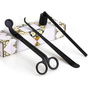 Candle Wick Trimmer, go deep into The Candle to Cut Spent Chips, Allow The Cleaner to Burn and Prevent Smoke buildup (Black-3 in 1)