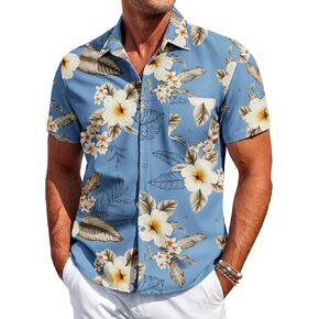 COOFANDY Mens Hawaiian Shirt Short Sleeve Button Down Shirt Tropical Summer Beach Shirt
