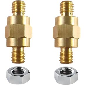 2 PCS Side Post Battery Terminal Bolt 3/8"-16, Brass Battery Terminal Stud with Two Nuts, Standard Battery Post Extender Stud Compatible with GM Post