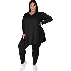 Tycorwd Women's Plus Size Two Piece Outfits Loungewear Sets Long Sleeve Oversized Tshirts Sweatpants Sweatsuits Sets