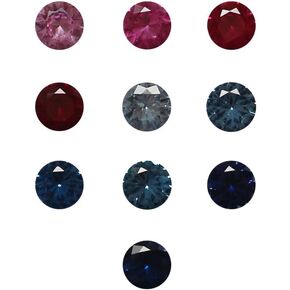 Synthetic Corundum Spinel Round Cut Mix 10 Colors Color Card Gemstone Ruby Red Sapphire Blue Color Card