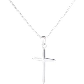 ELEGANT & PRECIOUS STRANDS Sterling Silver Cross Necklace For Women, Cross Pendant Easy to Wear – Classic Silver Cross Necklaces for Women Simple Trendy Every Day Jewelry