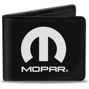 Buckle-Down Men's PU Bifold Wallet-Mopar Logo Black/White, Multicolor, 4.0" x 3.5"