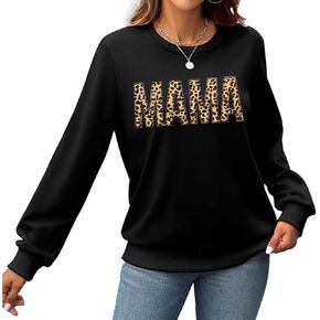 EGELEXY Mama Sweatshirts Women Embroidery Mom Life Blouse Mama Crewneck Pullover Long Sleeve Tops