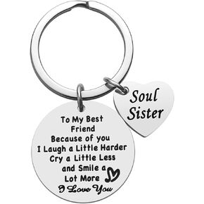 iJuqi Soul Sister Keychain Gift for Best Friends - Birthday and Christmas Gifts for Women