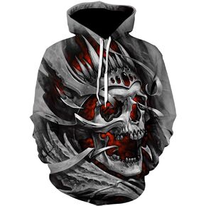 Hoodies Men Skull 3D Graphic Print Sweatshirts Pullover Tops with Pocket