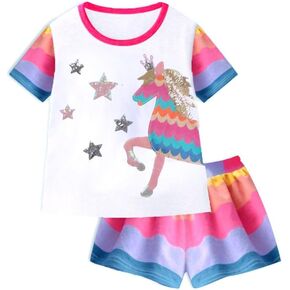VIKITA girls summer clothes toddler tshirts & shorts clothing sets cute birthday gifts for little kids