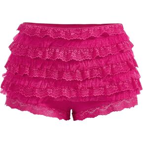SOLY HUX Women's Y2k Lace Mini Shorts Lolita Bloomers Ruffle Layered Low Waisted Shorts