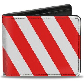 Buckle-Down Men's Standard Wallet, Bifold, Candy Cane Stripe White Red, Vegan Leather, 4.0" x 3.5"