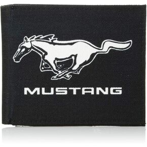 Buckle-Down Canvas Bi-fold Wallet-Ford Mustang Black/White Logo Center