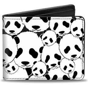 Buckle-Down Men's PU Bifold Wallet-Panda Bear Stacked, Multicolor, 4.0" x 3.5"